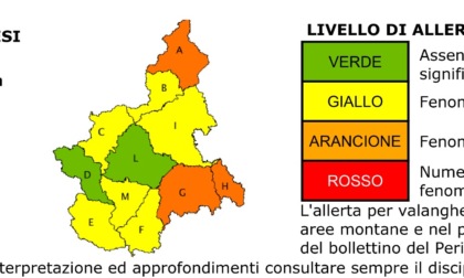 Allerta arancione in Piemonte sud orientale e settentrionale