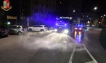 Genova, Polizia impegnata nella sanificazione strade