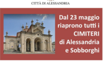 Alessandria: dal 23 maggio riapertura totale di tutti i cimiteri in città e sobborghi