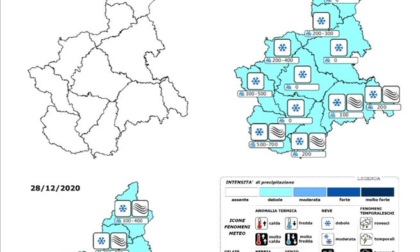 Meteo, domenica previste nevicate in Piemonte