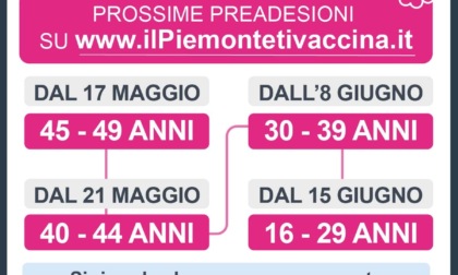 Vaccini Piemonte: al via preadesioni per la fascia 45-49 e scaricamento certificato