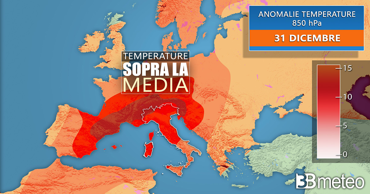 Meteo: arriva il super anticiclone di Capodanno, 10°/15°C oltre le medie del periodo