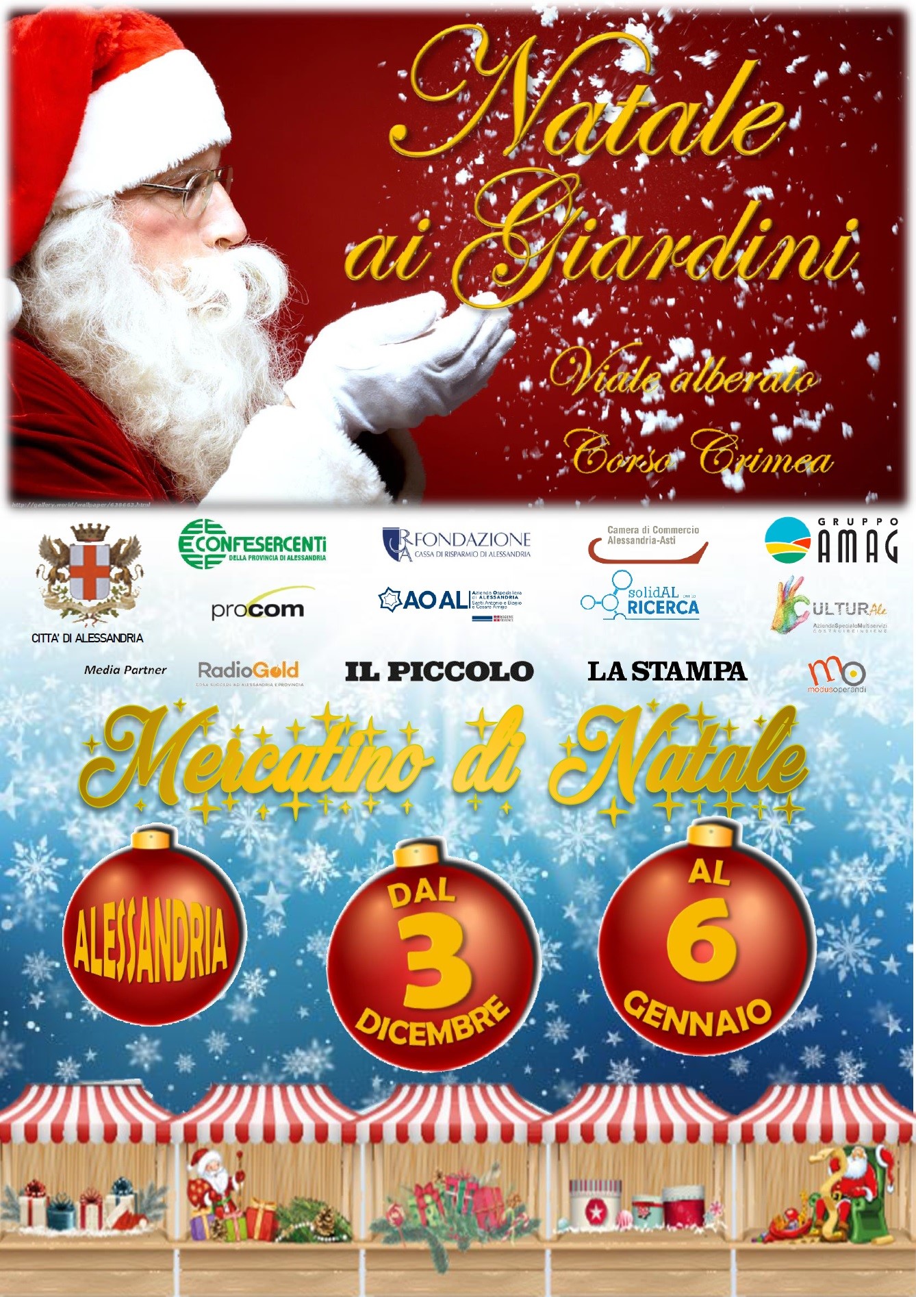 “Natale ai Giardini”: ad Alessandria continua il Natale di luce ideato da Confesercenti