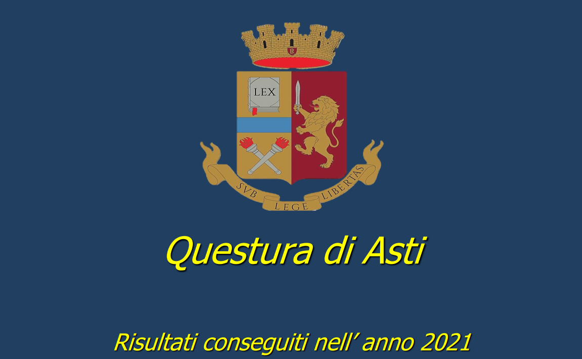 Asti, Polizia: dati relativi all'attività della Questura astigiana nel 2021