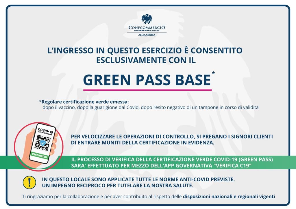 Confcommercio Alessandria, le norme sul green pass base per servizi alla persona