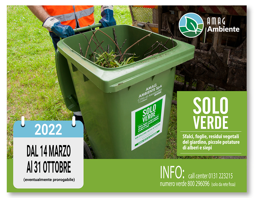 Dal 14 marzo raccolta gratuita del verde a domicilio nei sobborghi di Alessandria