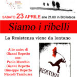 Serravalle Scrivia: in biblioteca “Siamo i ribelli. La Resistenza viene da lontano”, atto unico di Gianni Repetto