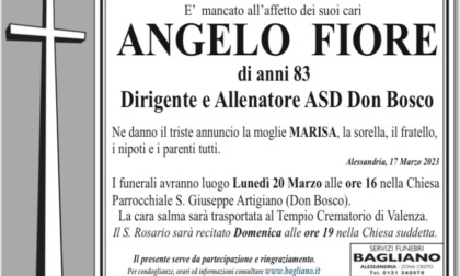 Alessandria dice addio a Angelo Fiore, Dirigente e Allenatore ASD Don Bosco