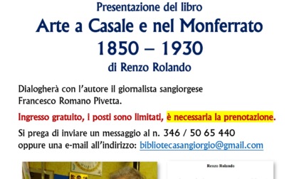 San Giorgio Monferrato, in Biblioteca prosegue il "Salotto della Parole" con Renzo Rolando