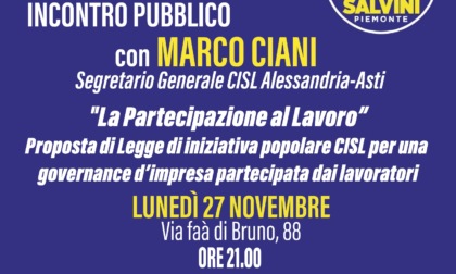 Lega Alessandria, lunedì incontro con Marco Ciani, segretario generale CISL AL/AT