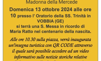 Vobbia, domani il nuovo cartello turistico con la storia dell'oratorio